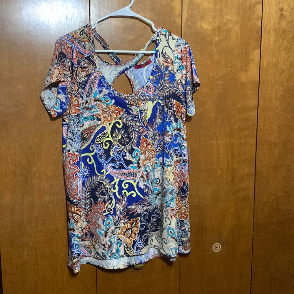 CYRUS- Short Sleeve / Criss Cross in Back Brightly Colored & Patterns Shirt